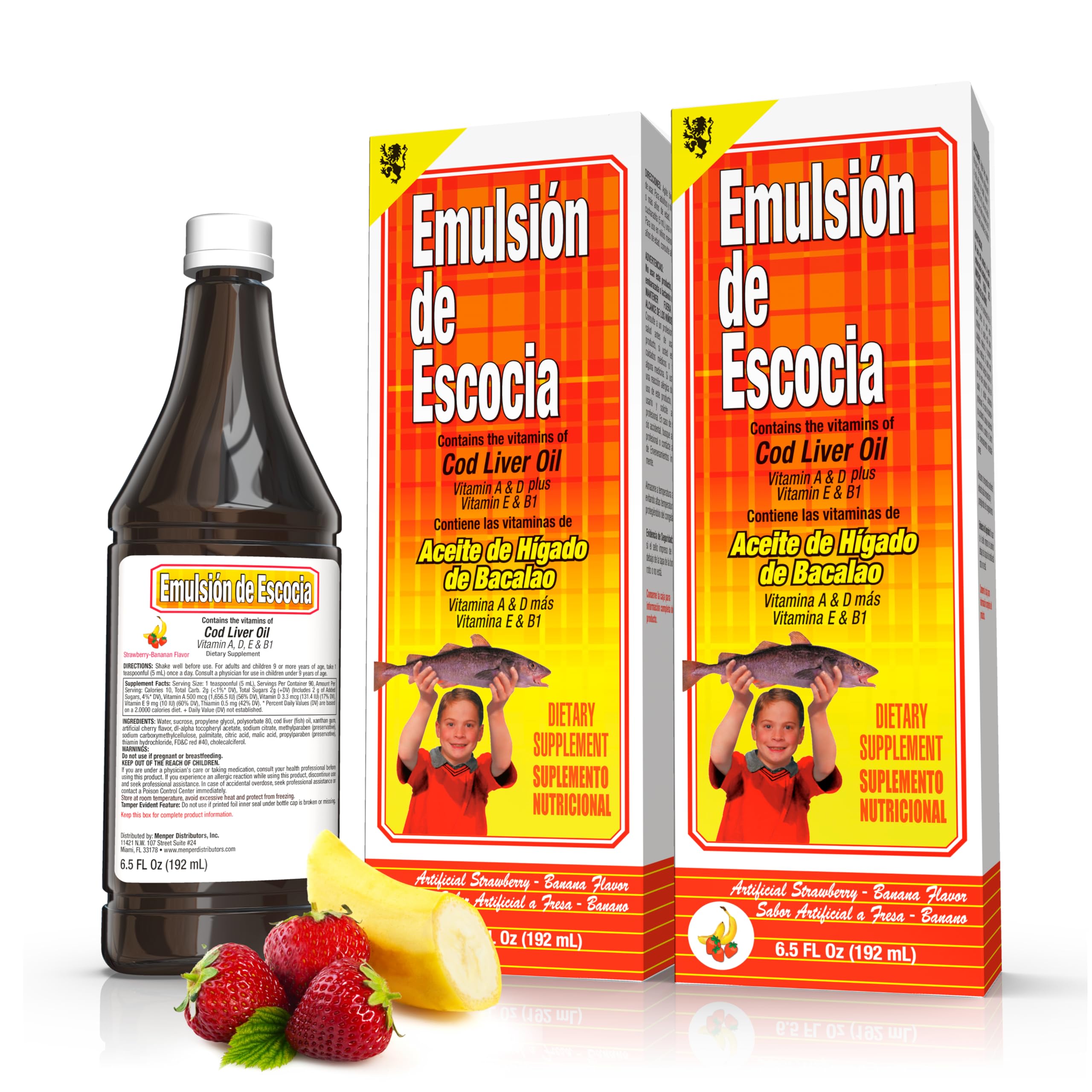 Foto 1 | Emulsión De Aceite De Hígado De Bacalao Emulsión De Escocia Fresa Y Plátano - Venta Internacional