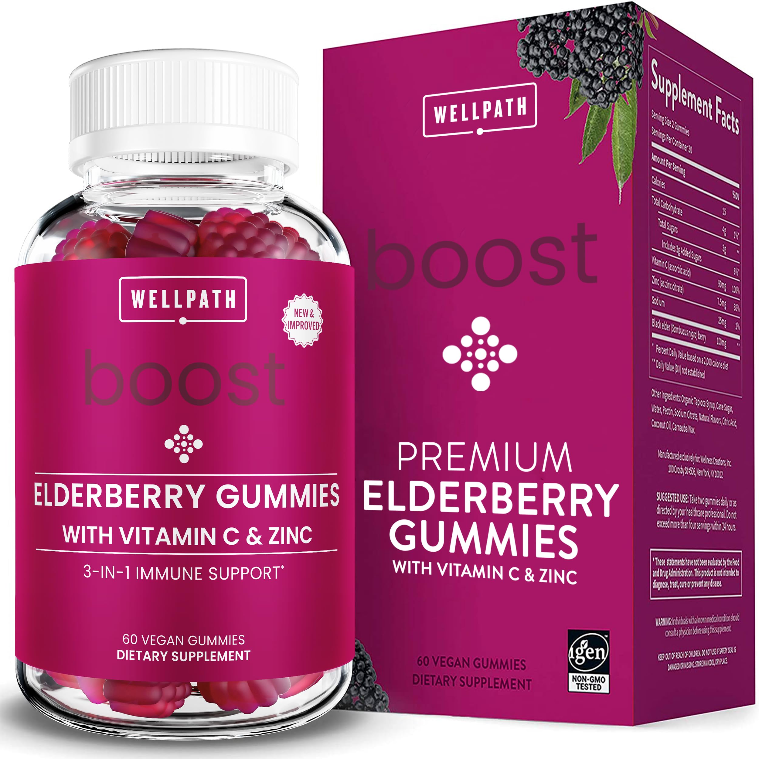 Foto 2 pulgar | Gomitas De Saúco Wellpath Boost Con Zinc Y Vitamina C, 60 Unidades - Venta Internacional.