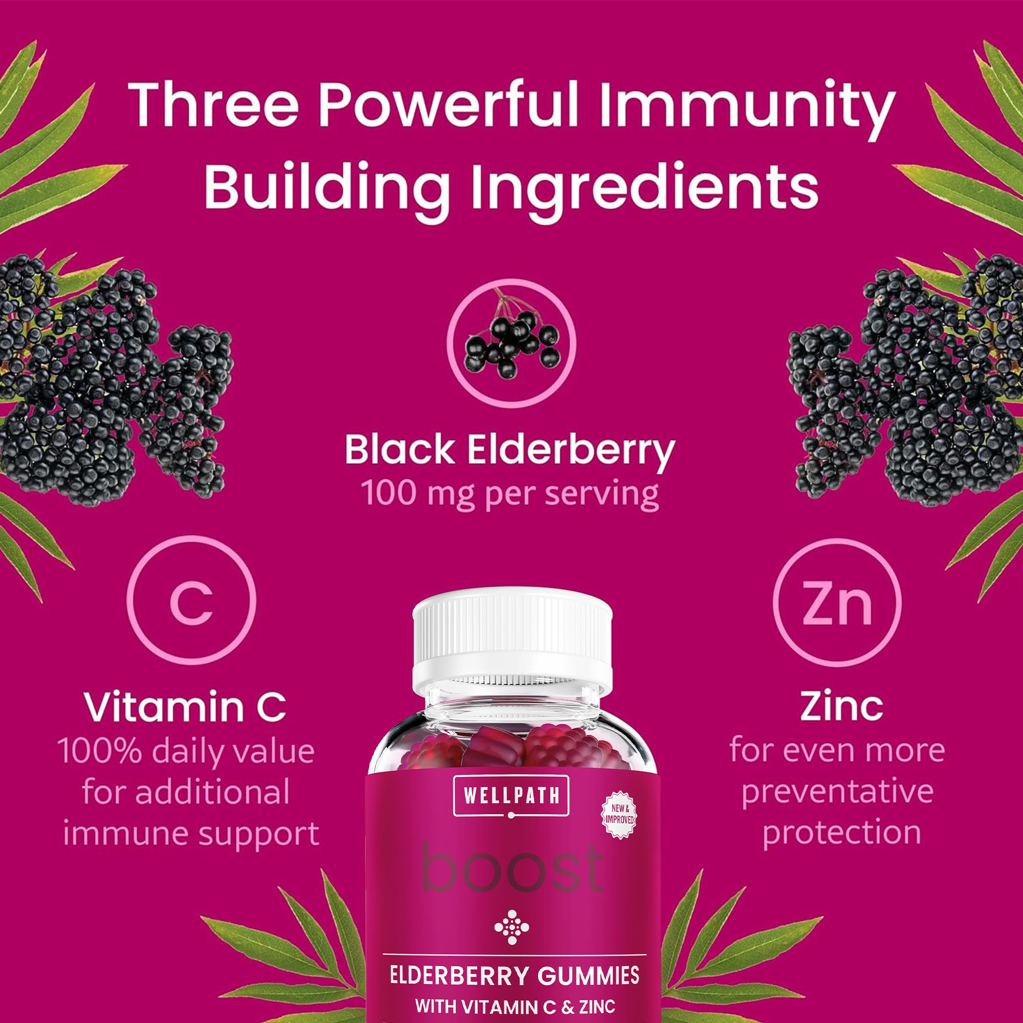 Foto 5 pulgar | Gomitas De Saúco Wellpath Boost Con Zinc Y Vitamina C, 60 Unidades - Venta Internacional.