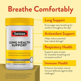 Foto 2 | Suplemento Swisse Lung Health Apoya La Función Pulmonar 90 Comprimidos - Venta Internacional.