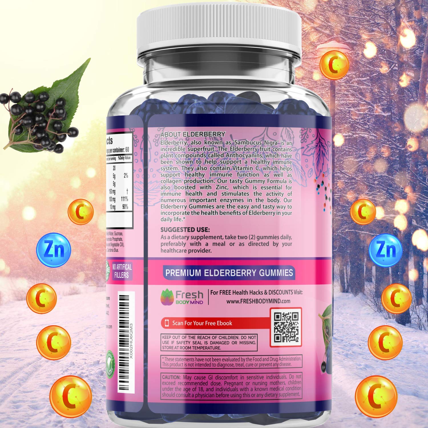 Foto 4 | Suplemento Gomoso Fresh Healthcare Saúco Con Vitamina C - Venta Internacional.