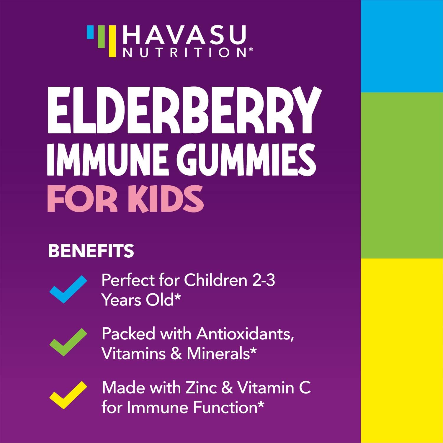 Foto 3 | Gomitas De Saúco Havasu Nutrition Kids, 60 Unidades, Con Zinc Y Vitamina C - Venta Internacional.