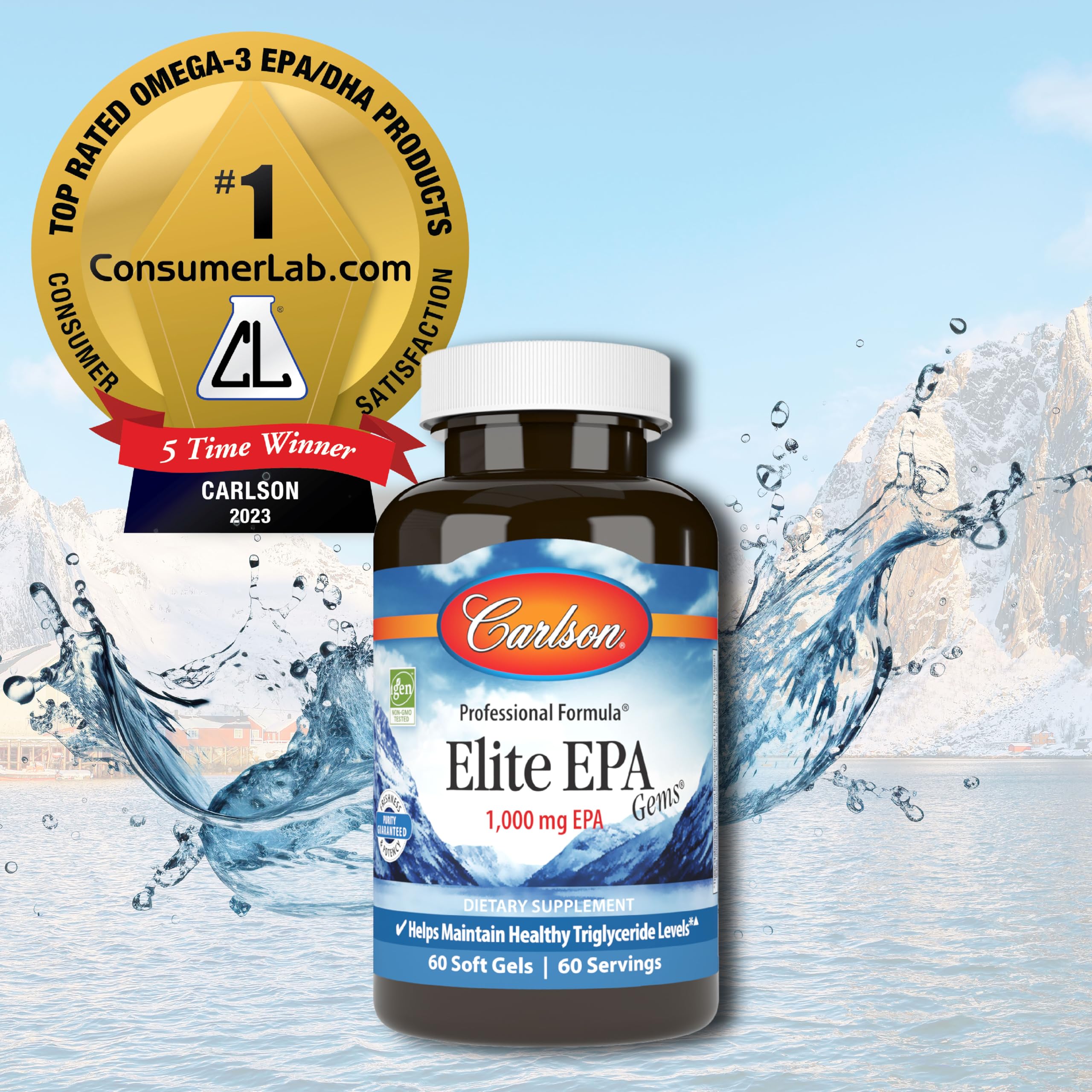 Foto 4 pulgar | Suplemento de Aceite De Pescado Carlson Elite Epa Gems 1000 Mg 60 Cápsulas Blandas - Venta Internacional