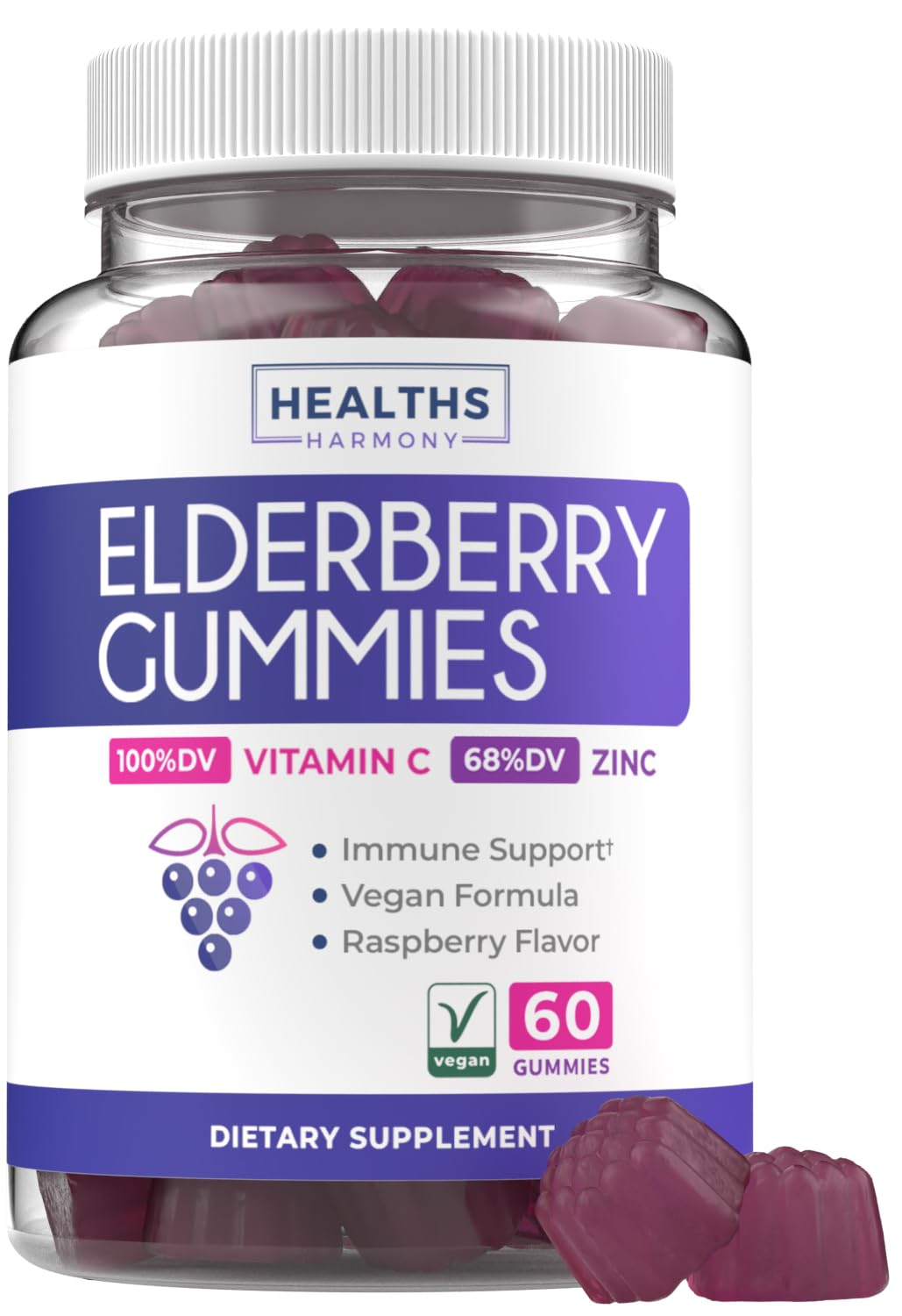 Gomitas de Saúco Healths Harmony Con Vitamina C Y Zinc 60 Unidades - Venta Internacional