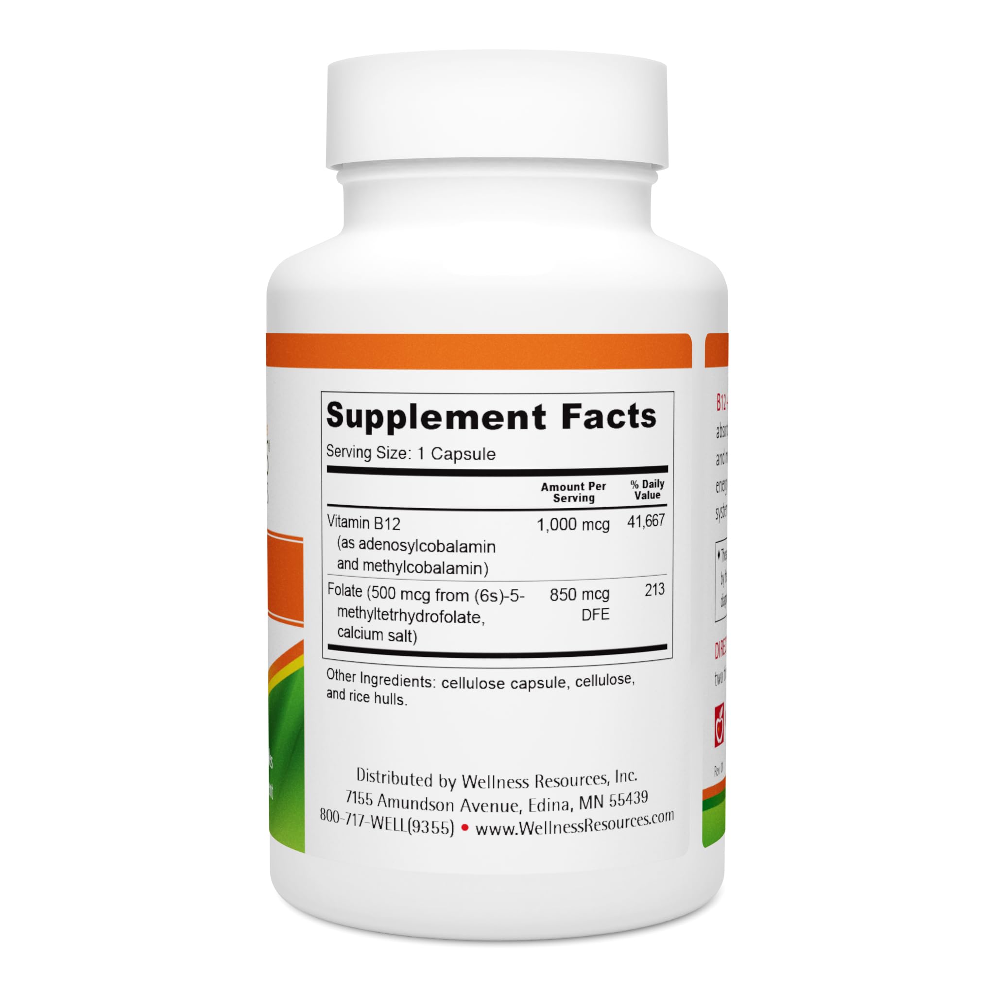 Foto 6 | Suplemento Wellness Resources B12 + Folato 60 Cápsulas - Venta Internacional