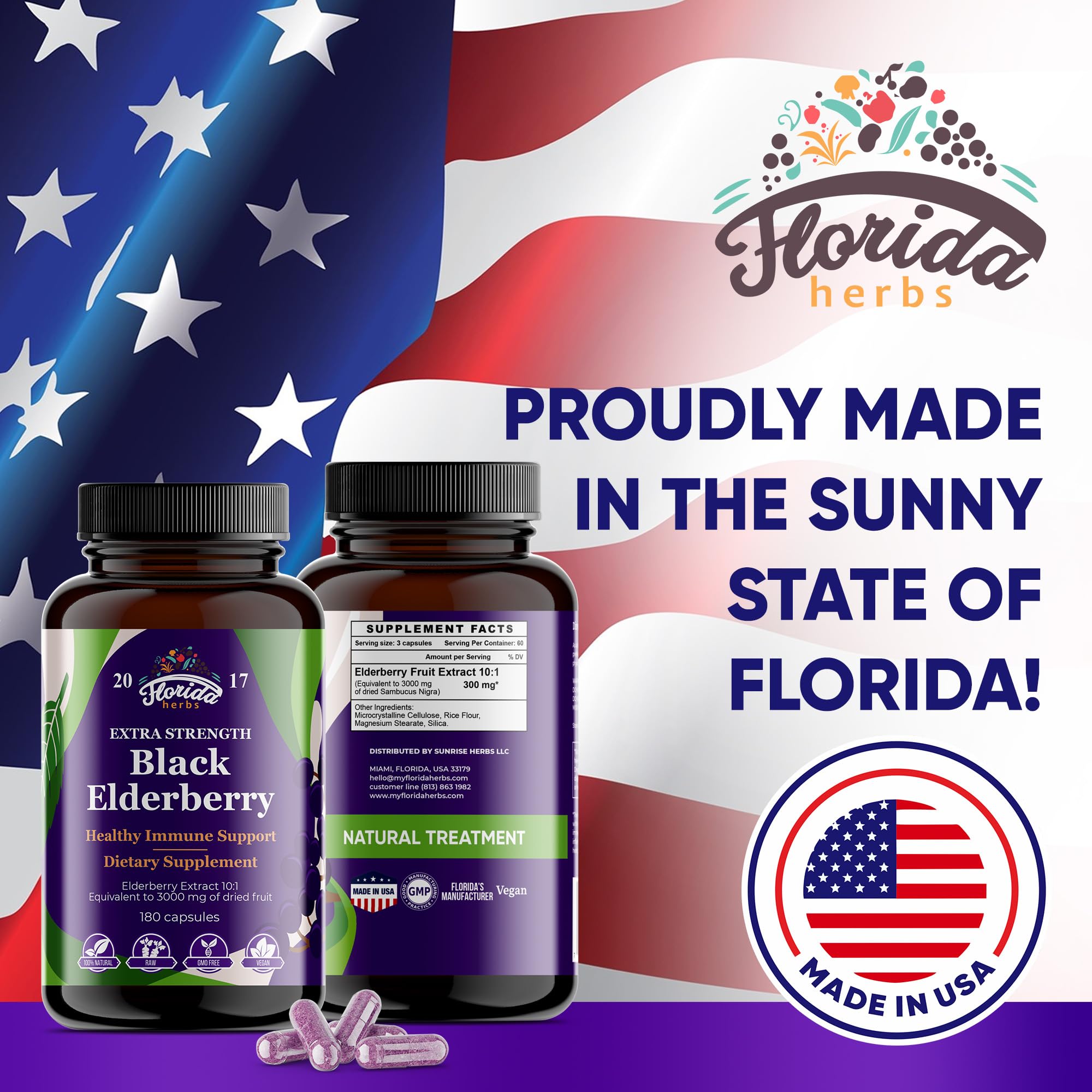 Foto 4 | Suplemento Florida Herbs, Cápsulas De Saúco Negro, 180 Unidades - Venta Internacional.