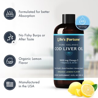 Foto 3 | Suplemento de Aceite De Hígado De Bacalao Orgánico Life's Fortune 240 Ml - Venta Internacional