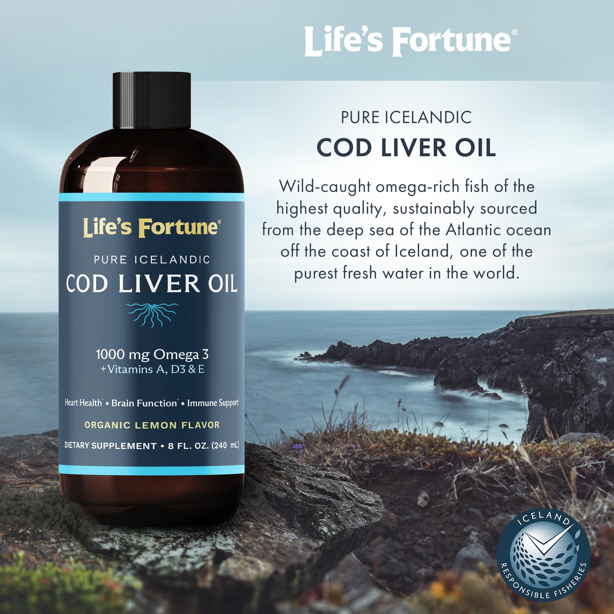Foto 6 pulgar | Suplemento de Aceite De Hígado De Bacalao Orgánico Life's Fortune 240 Ml - Venta Internacional
