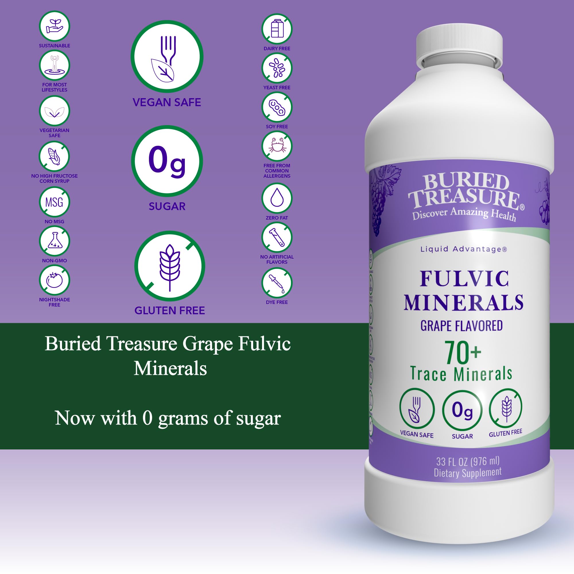 Foto 3 pulgar | Mineral Drops Buried Treasure Fulvic Minerals Uva 960 ml - Venta Internacional