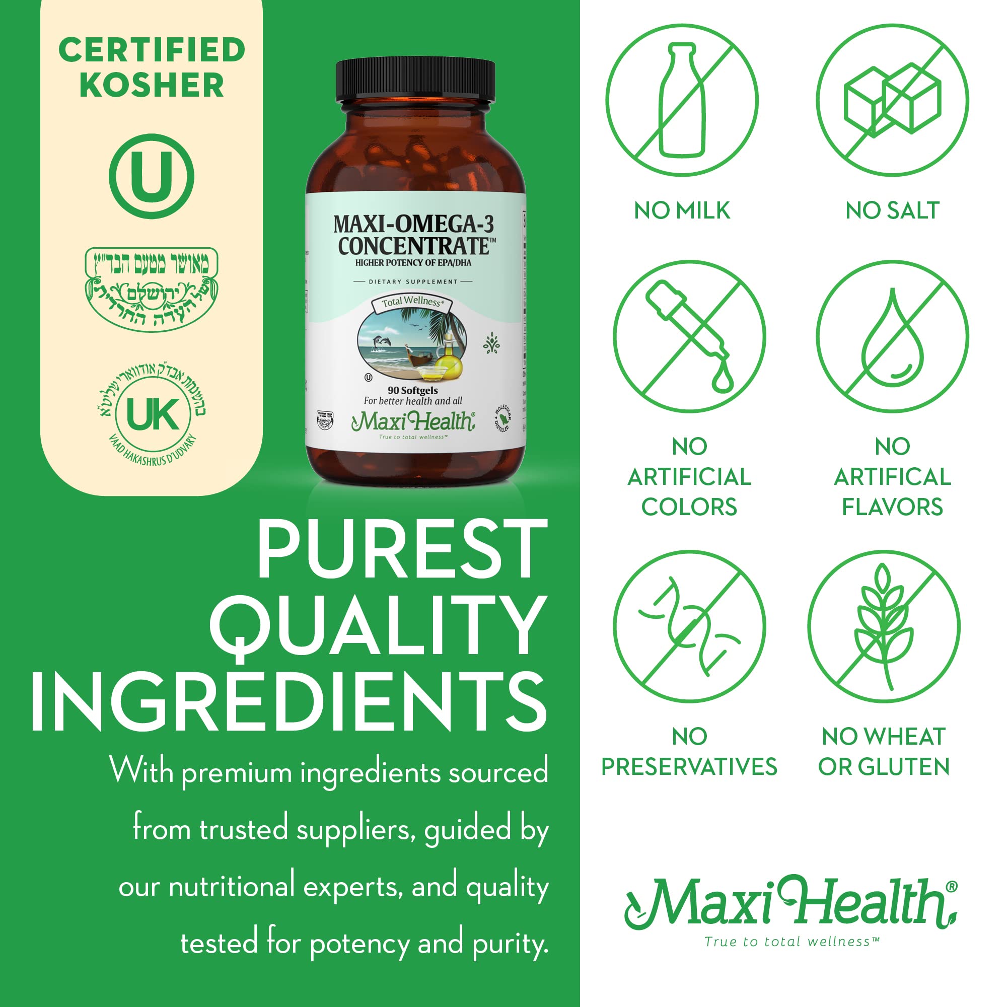 Foto 6 pulgar | Aceite De Pescado Omega 3 Supplement Maxi Health 90 Cápsulas Blandas - Venta Internacional.