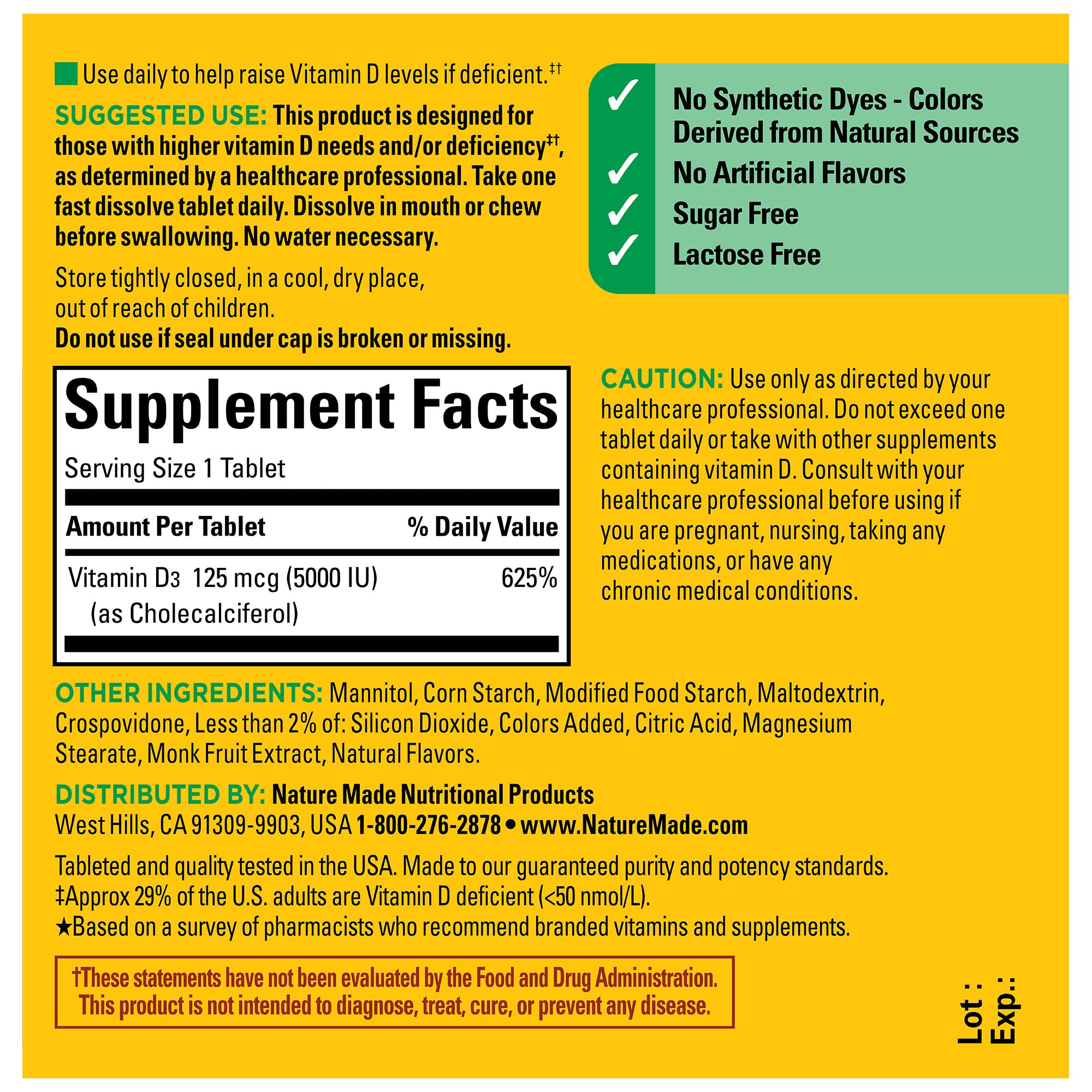 Foto 7 pulgar | Suplemento de Vitamina D Nature Made Extra Strength 5000 Ui - Venta Internacional
