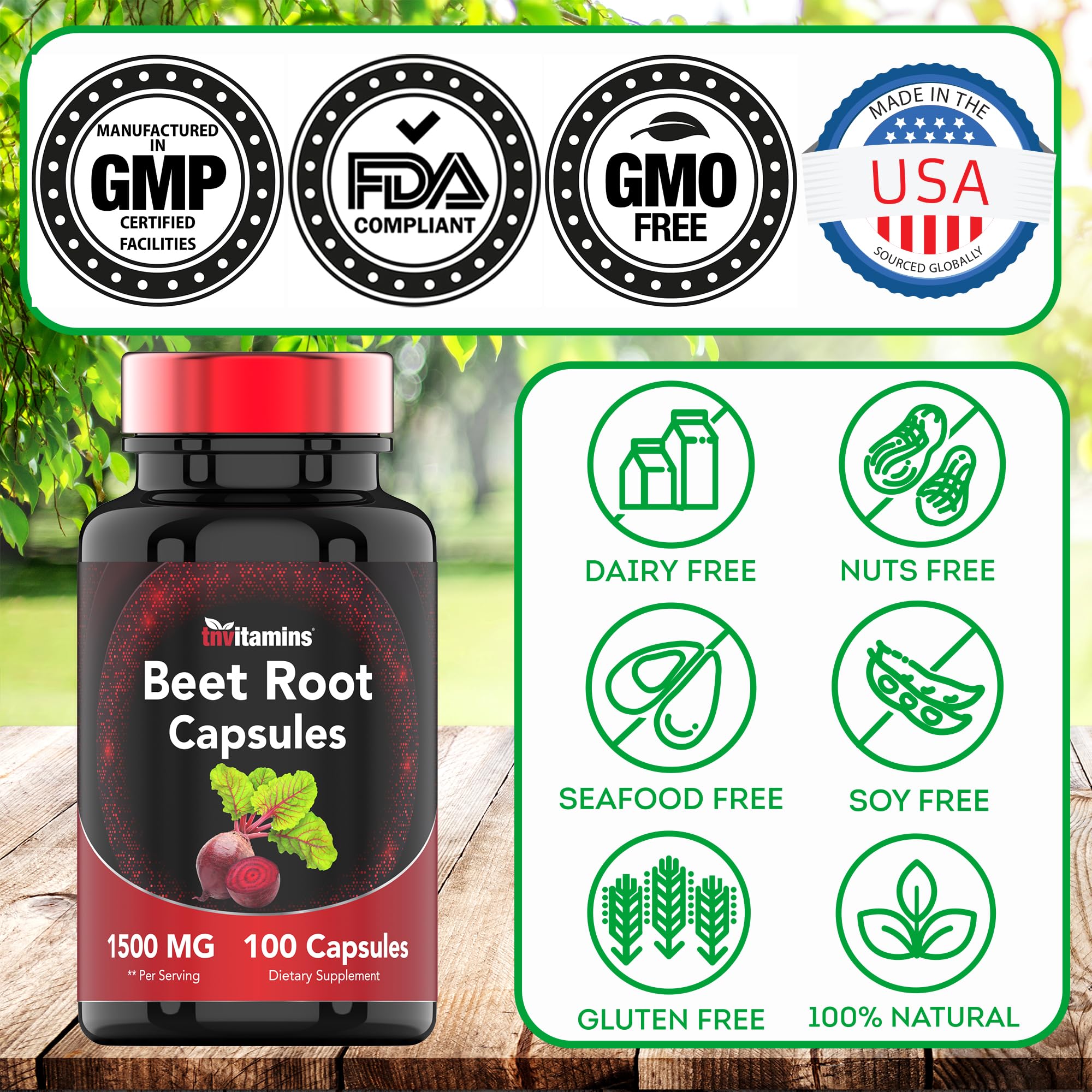 Foto 8 pulgar | Suplemento Tnvitamins Raíz de Remolacha 1500 Mg 100 Cápsulas - Venta Internacional