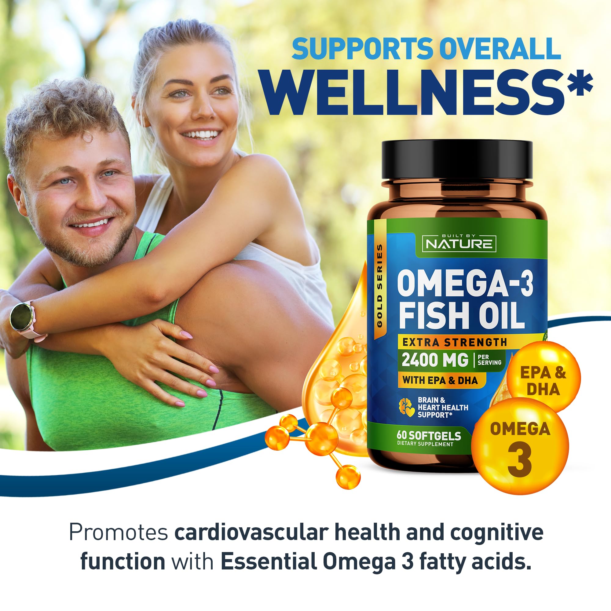 Foto 4 | Suplemento De Aceite De Pescado Omega 3 Built By Nature 2400 Mg 60 Cápsulas Blandas - Venta Internacional.