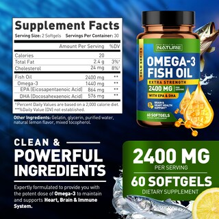 Foto 7 | Suplemento De Aceite De Pescado Omega 3 Built By Nature 2400 Mg 60 Cápsulas Blandas - Venta Internacional.