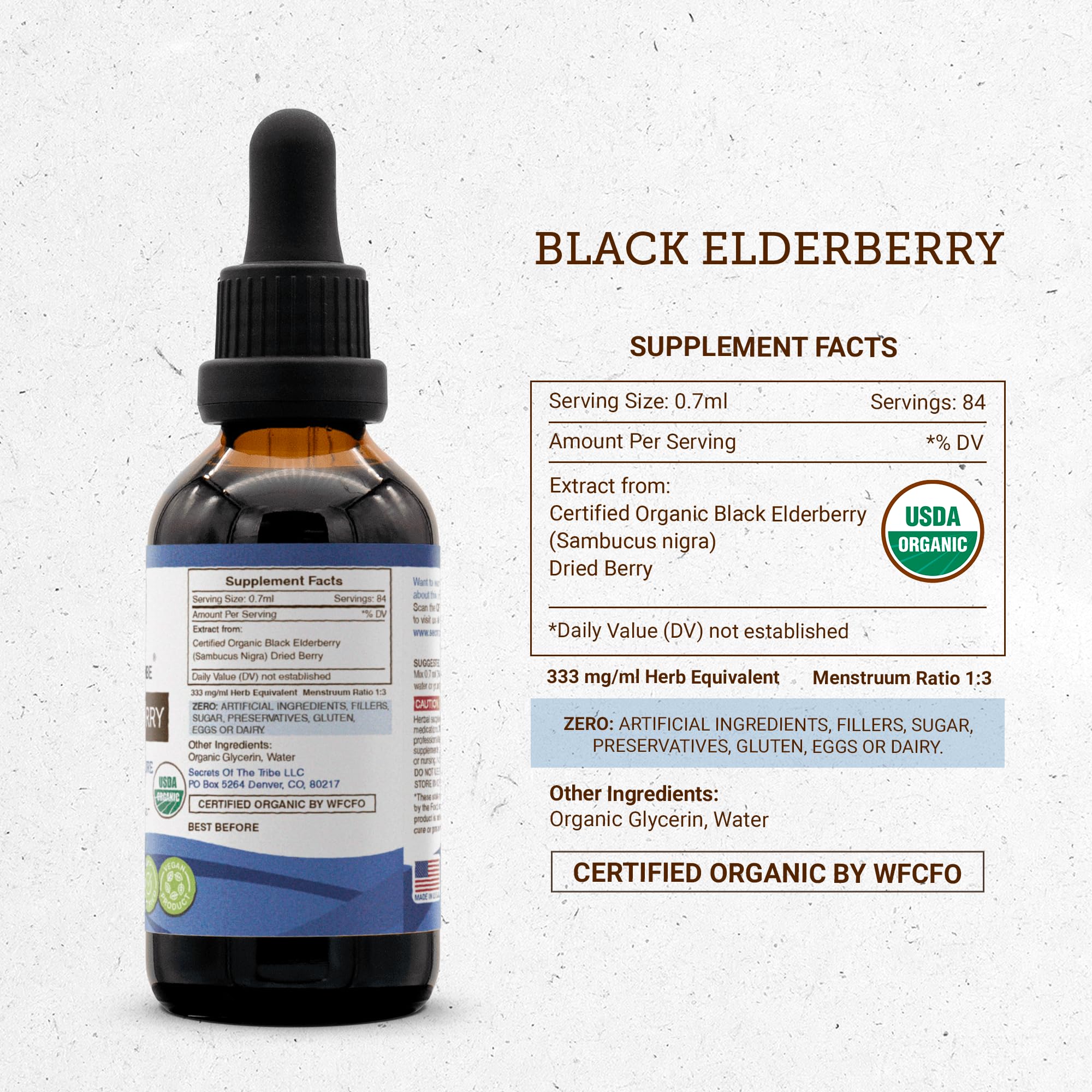 Foto 5 pulgar | Tintura Secrets Of The Tribe Black Elderberry 60 Ml Orgánica - Venta Internacional