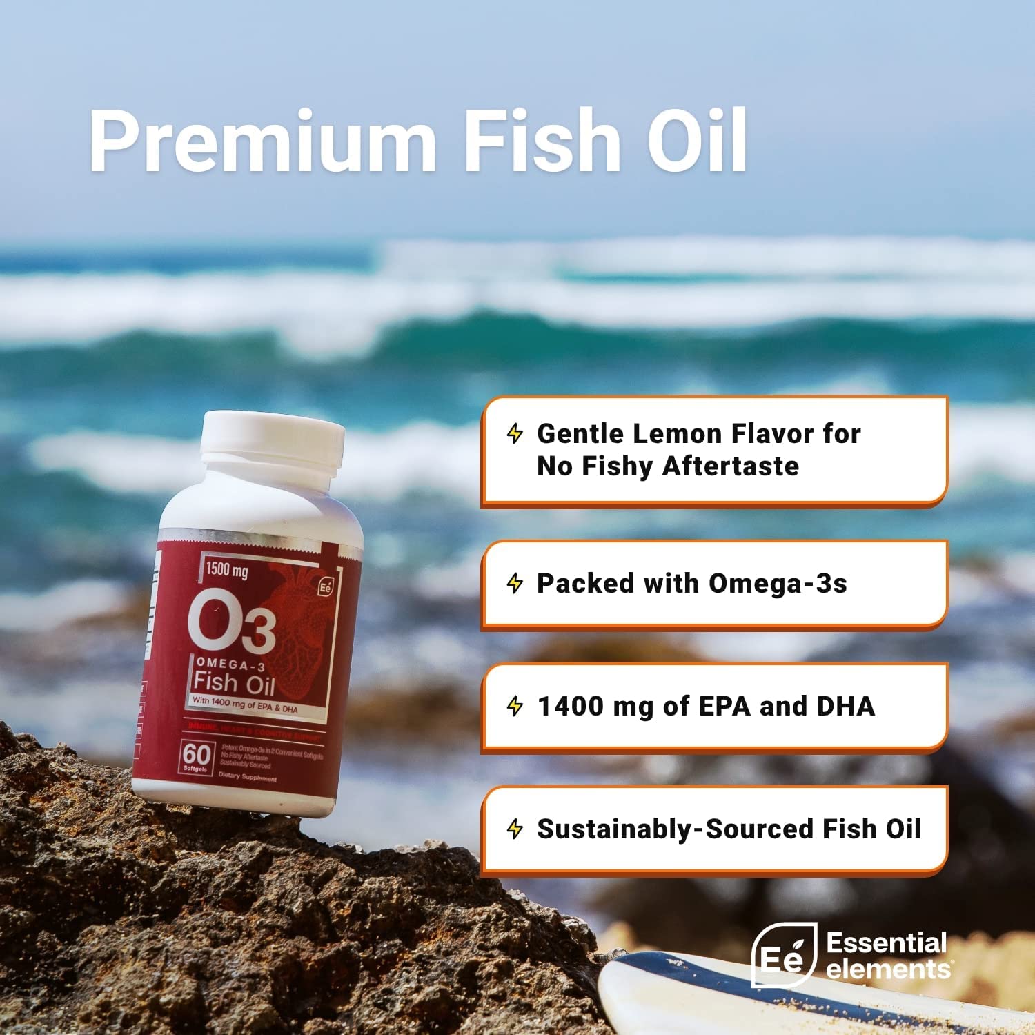 Foto 3 pulgar | Suplemento Essential Elements De Aceite De Pescado Omega-3 60 Cápsulas Blandas - Venta Internacional.