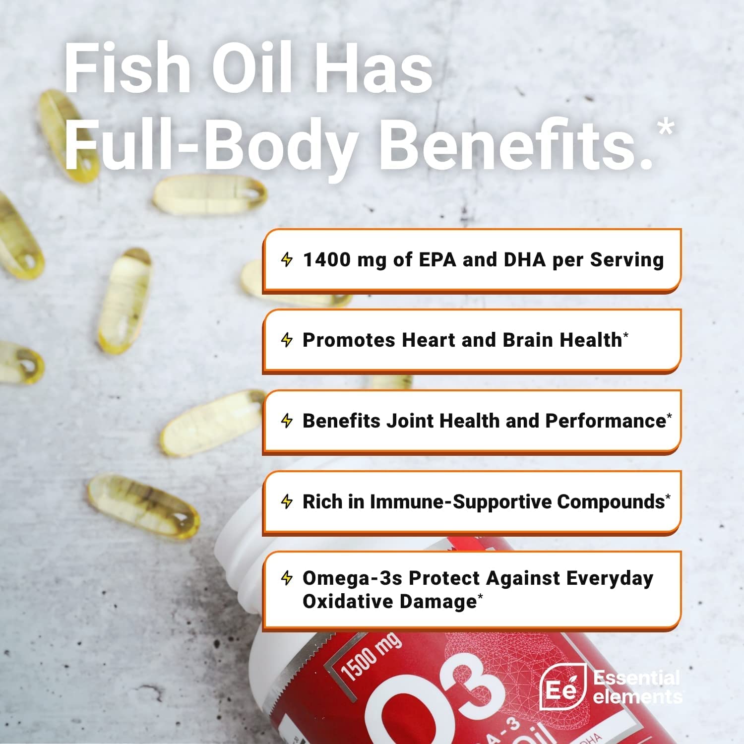 Foto 4 pulgar | Suplemento Essential Elements De Aceite De Pescado Omega-3 60 Cápsulas Blandas - Venta Internacional.