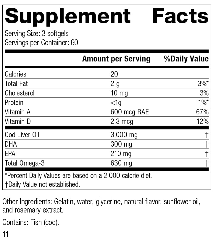 Foto 3 pulgar | Suplemento de Aceite De Hígado De Bacalao De Proceso Estándar 180 Cápsulas Blandas - Venta Internacional