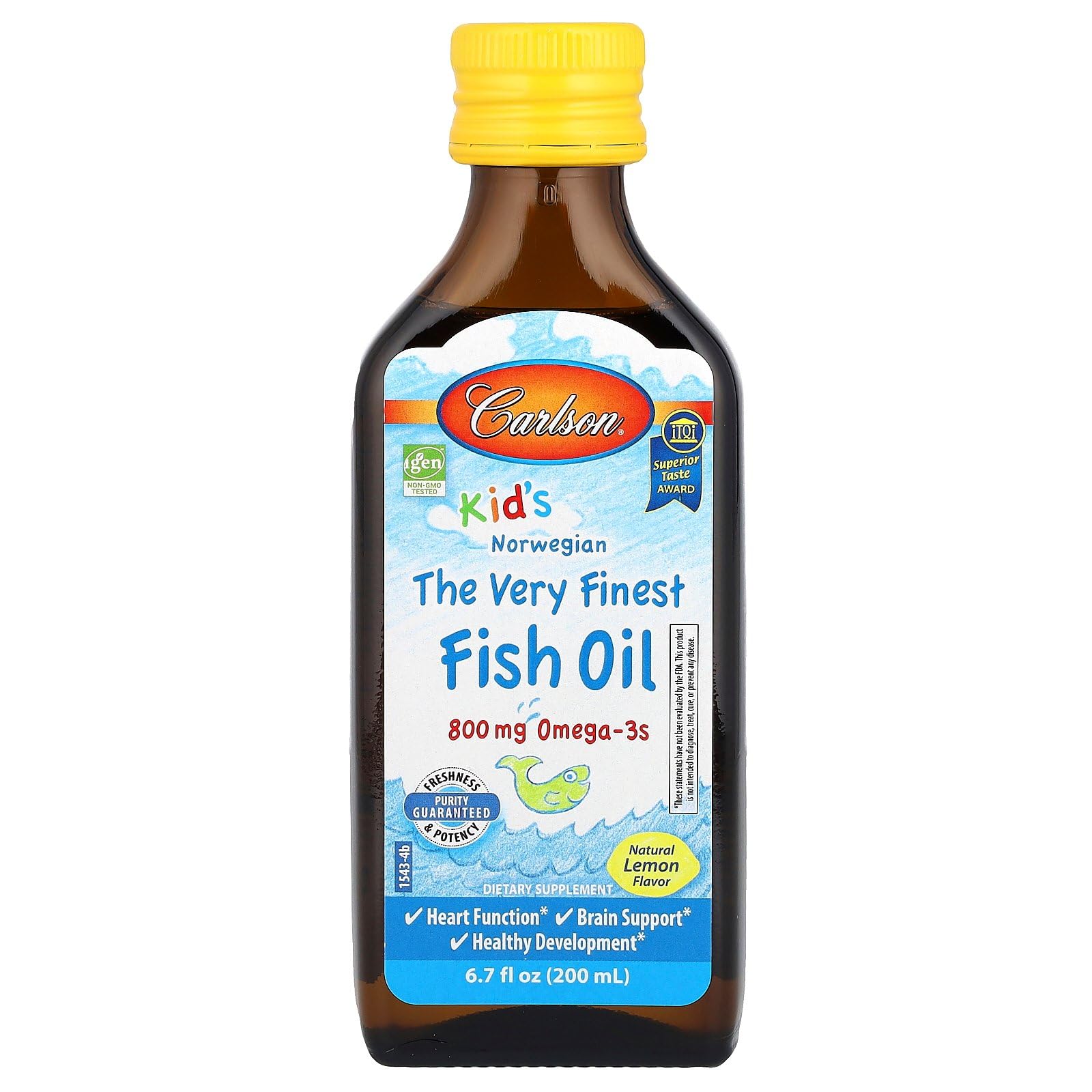 Foto 2 pulgar | Aceite De Pescado Carlson Kid's The Very Finest 200 Ml 800 Mg De Omega-3 - Venta Internacional