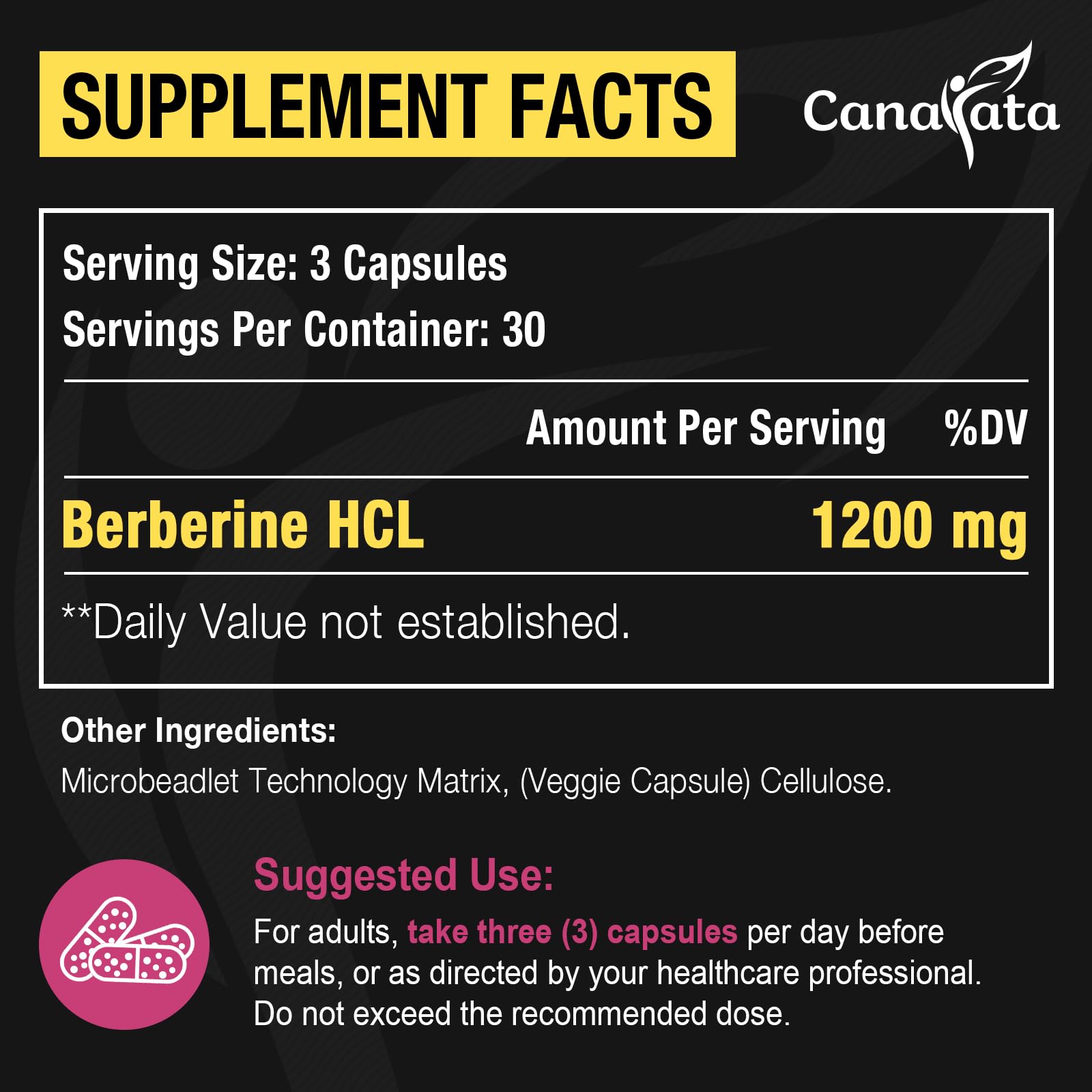 Foto 8 pulgar | Suplemento Canarata Berberine Hcl 1200 Mg - Venta Internacional