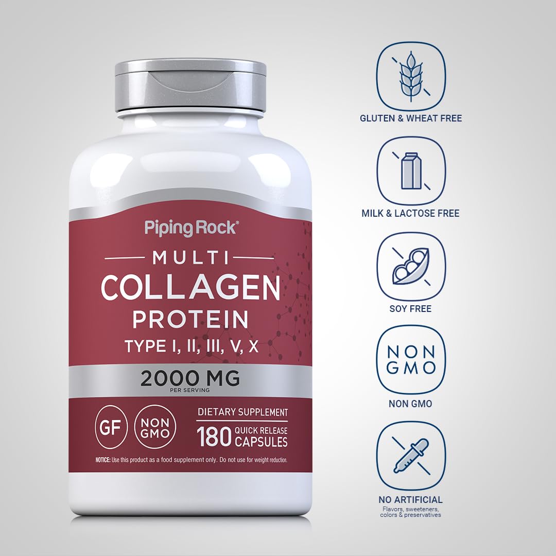 Foto 4 pulgar | Suplemento De Colágeno Piping Rock Multi Collagen Protein 180 Cápsulas - Venta Internacional.