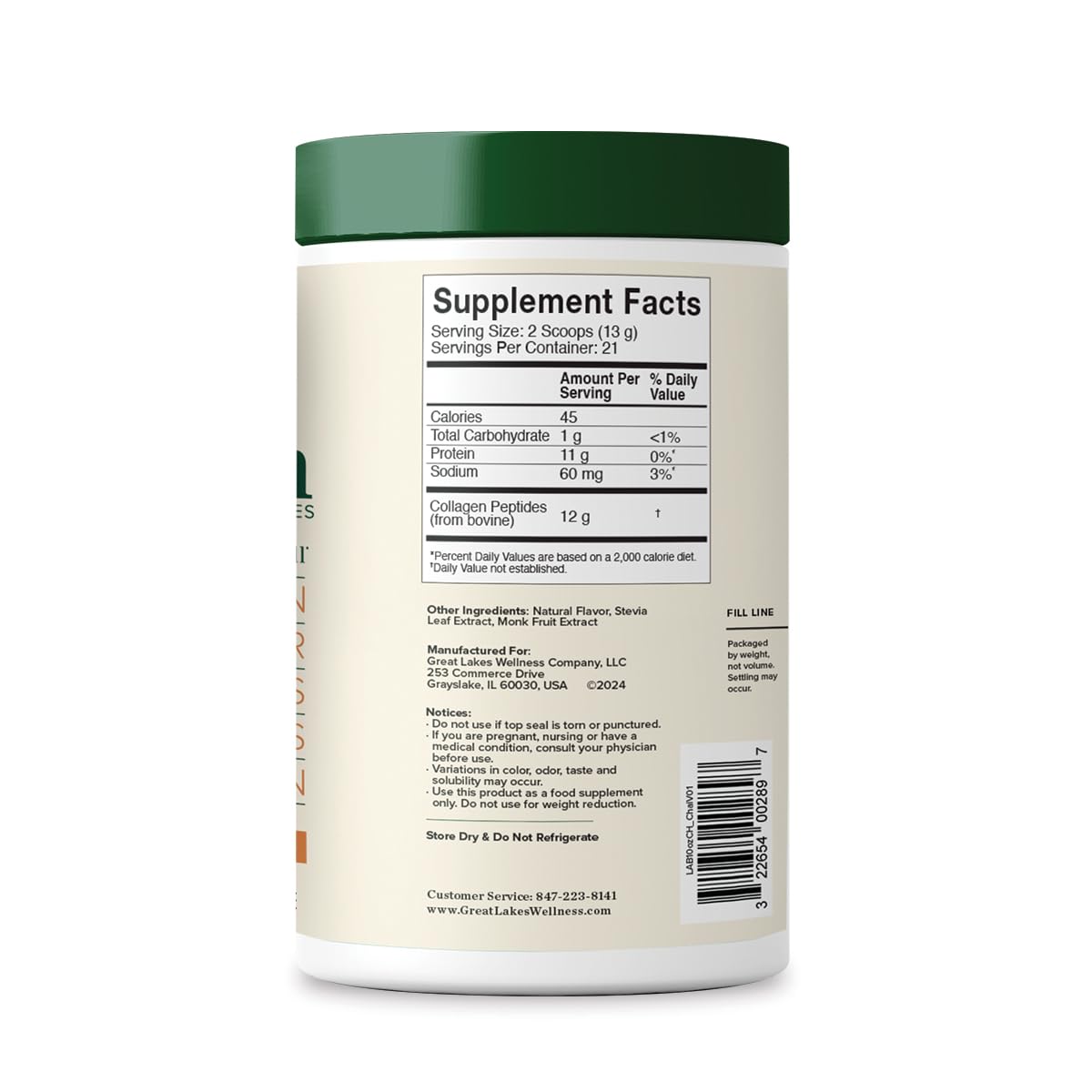 Foto 4 pulgar | Péptidos de Colágeno en Polvo Great Lakes Wellness284 g Chai - Venta Internacional