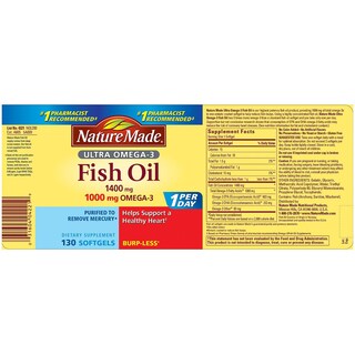 Foto 2 | Suplemento Nature Made Ultra Omega-3 Burpless Fish Oil 1400 Mg Omega 3 1000 Mg 130 Capsulas - Venta Internacional