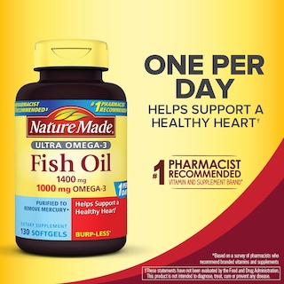 Foto 3 | Suplemento Nature Made Ultra Omega-3 Burpless Fish Oil 1400 Mg Omega 3 1000 Mg 130 Capsulas - Venta Internacional