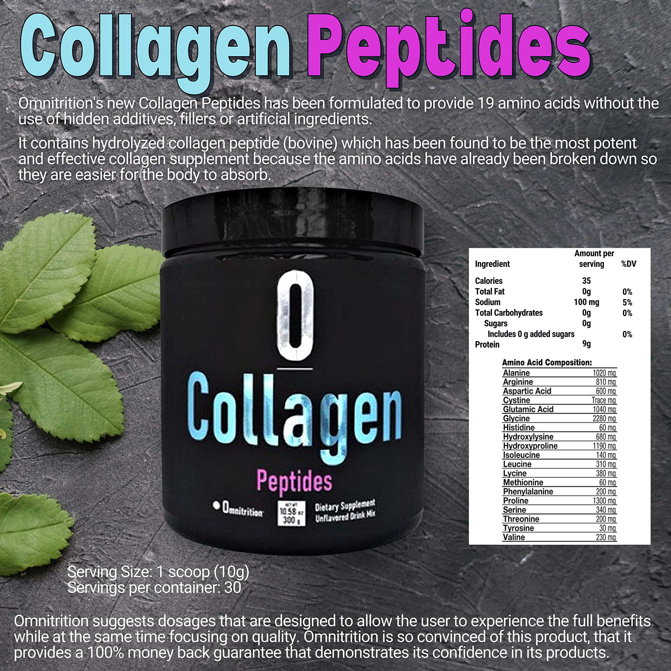 Foto 3 pulgar | Suplemento Omnitrition Péptidos de Colágeno de 300 g-Venta Internacional