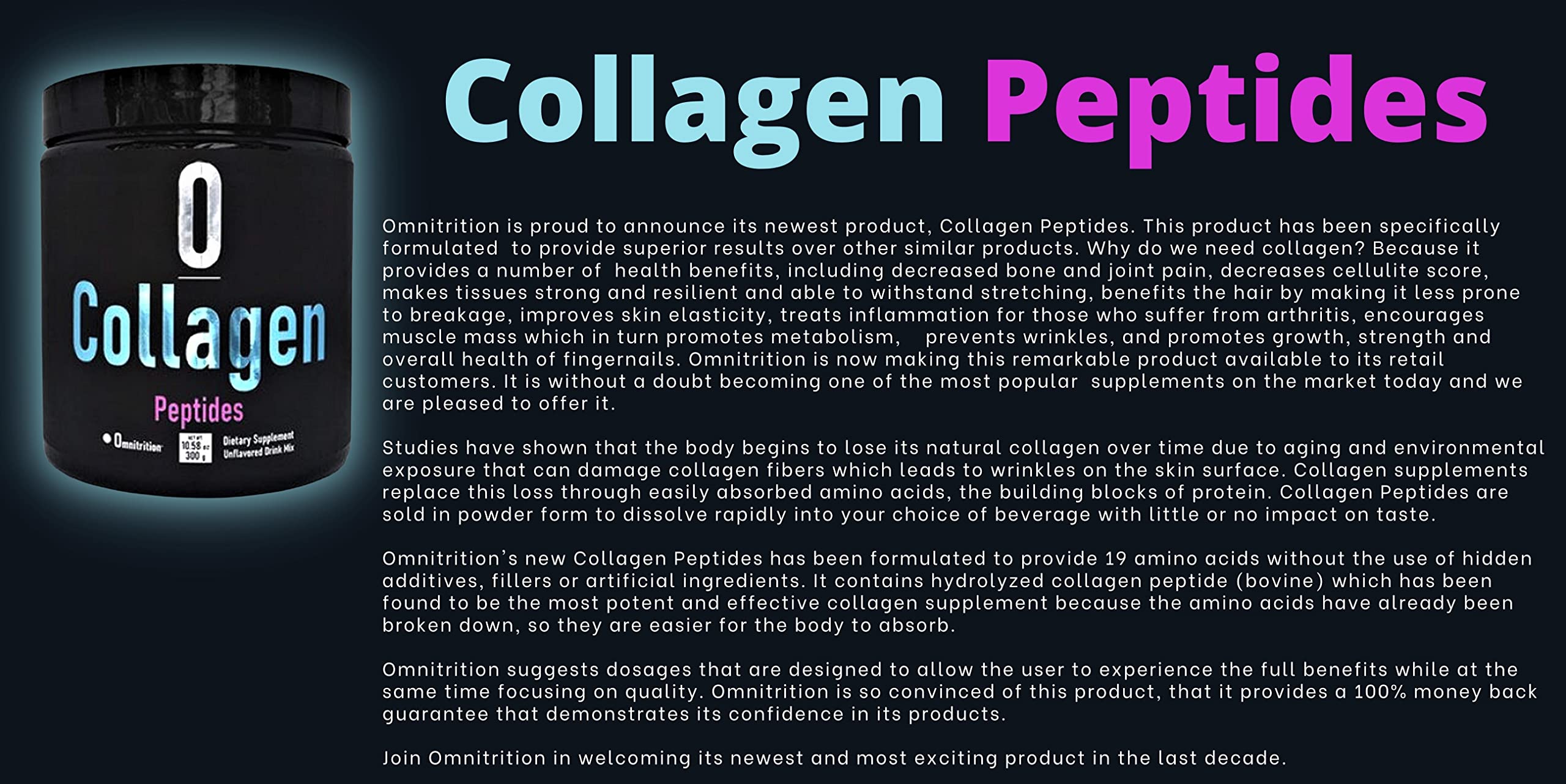 Foto 4 pulgar | Suplemento Omnitrition Péptidos de Colágeno de 300 g-Venta Internacional