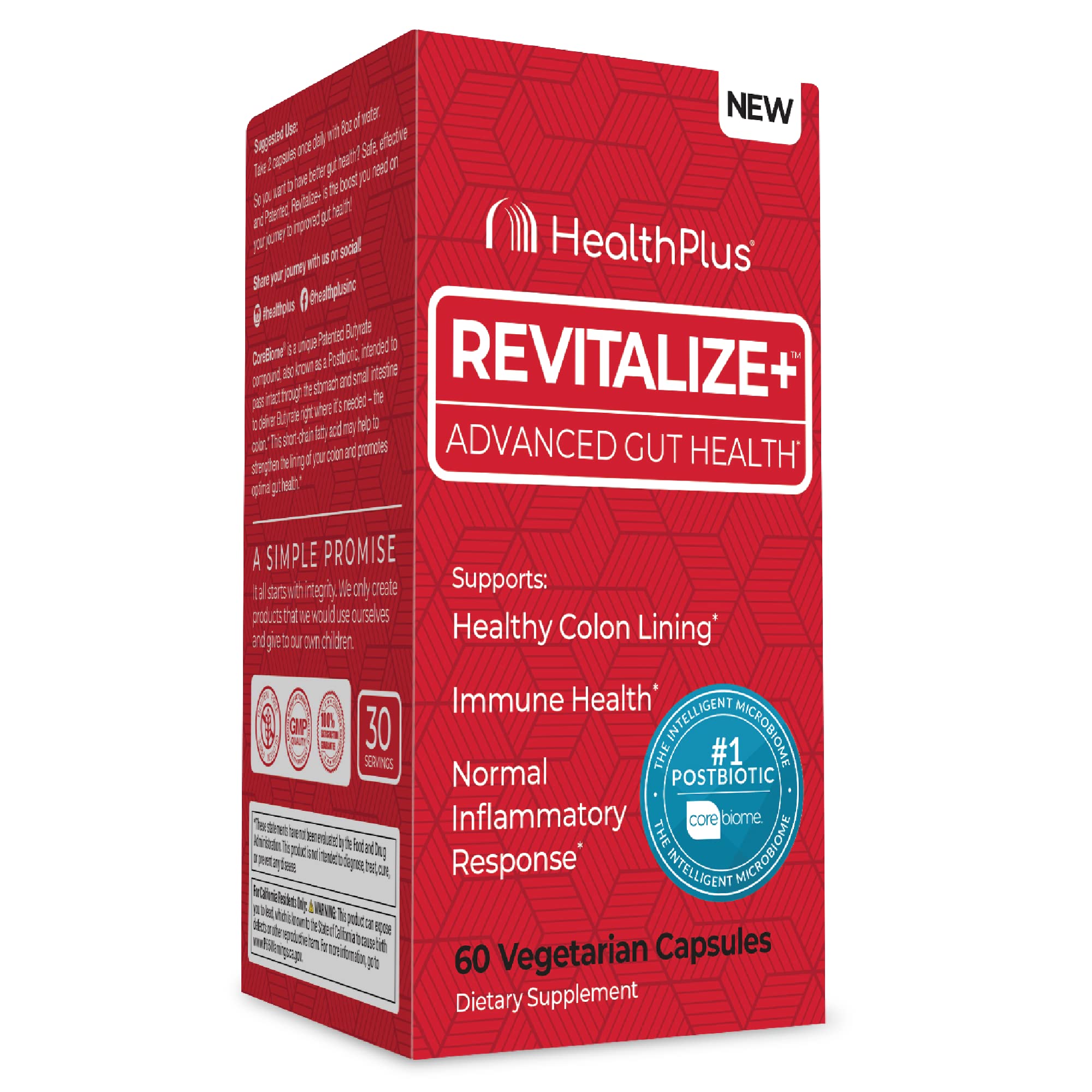Foto 1 | Suplementos Health Plus Revitalize+ Corebiome Tributirina - Venta Internacional