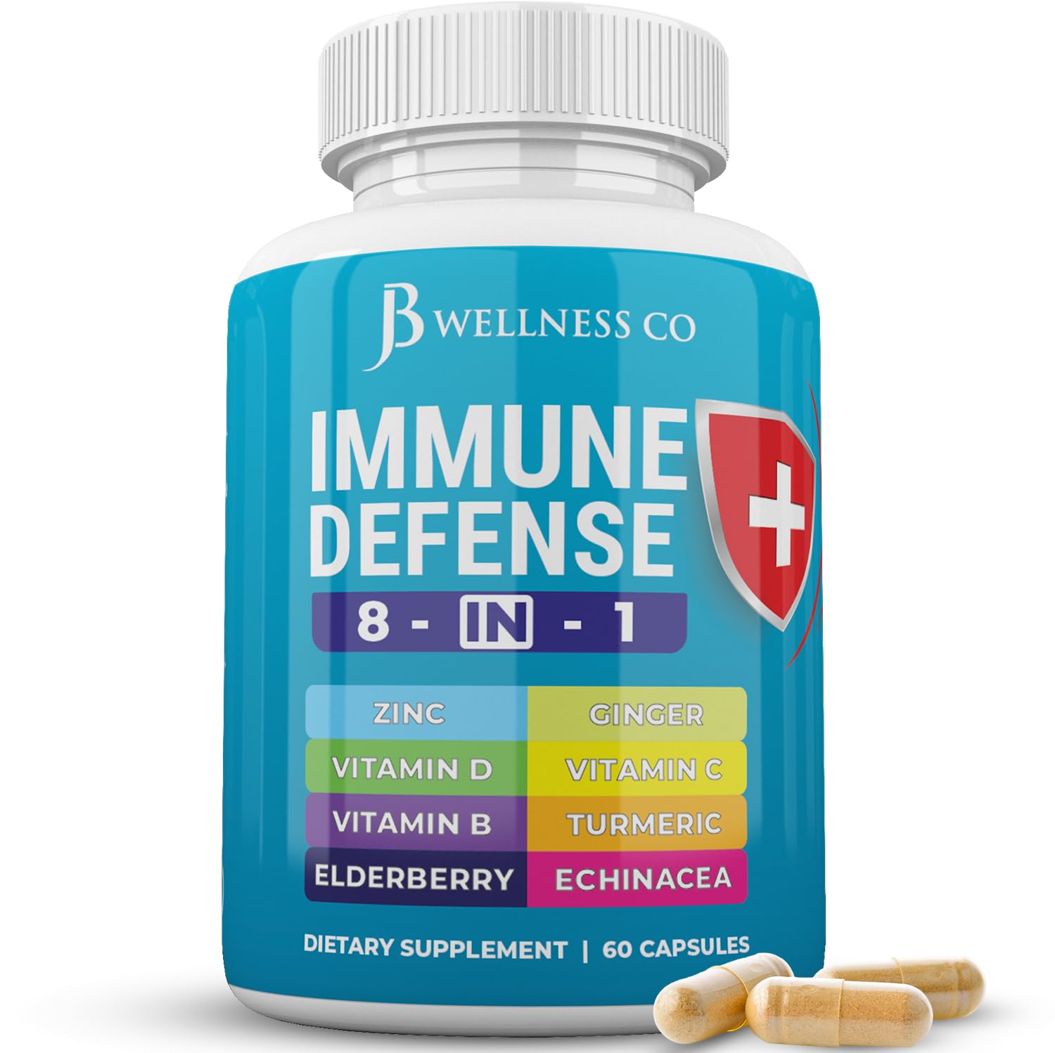 Foto 2 pulgar | Cápsulas De Apoyo Inmunitario Jb Wellness Co 8 En 1 Con Zinc, D3 - Venta Internacional.