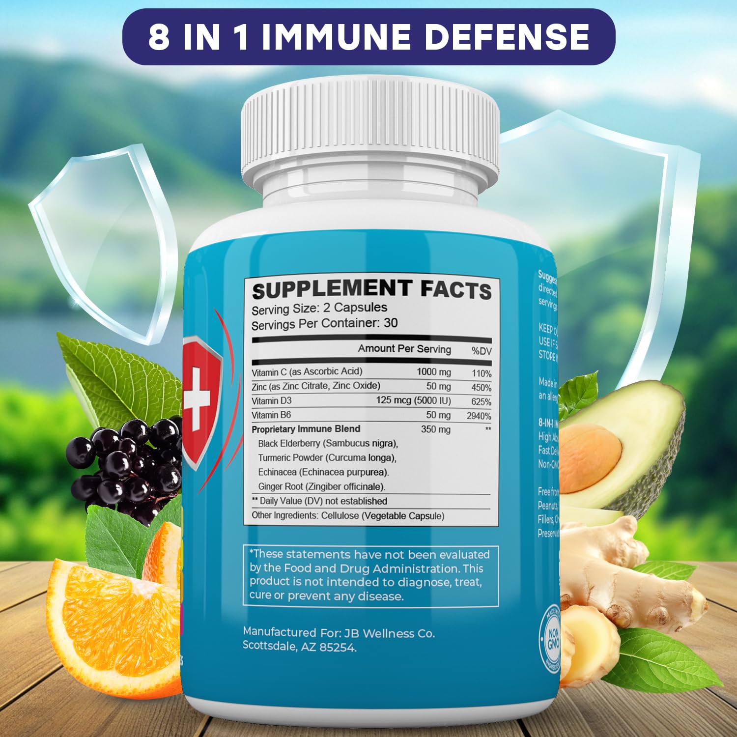 Foto 2 | Cápsulas De Apoyo Inmunitario Jb Wellness Co 8 En 1 Con Zinc, D3 - Venta Internacional.