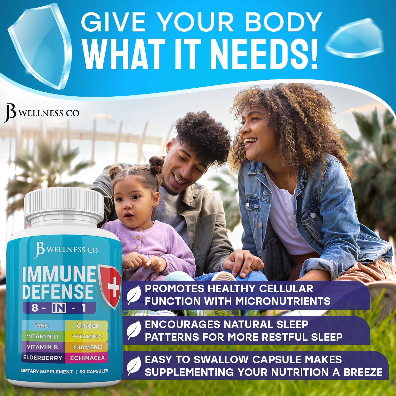 Foto 4 | Cápsulas De Apoyo Inmunitario Jb Wellness Co 8 En 1 Con Zinc, D3 - Venta Internacional.