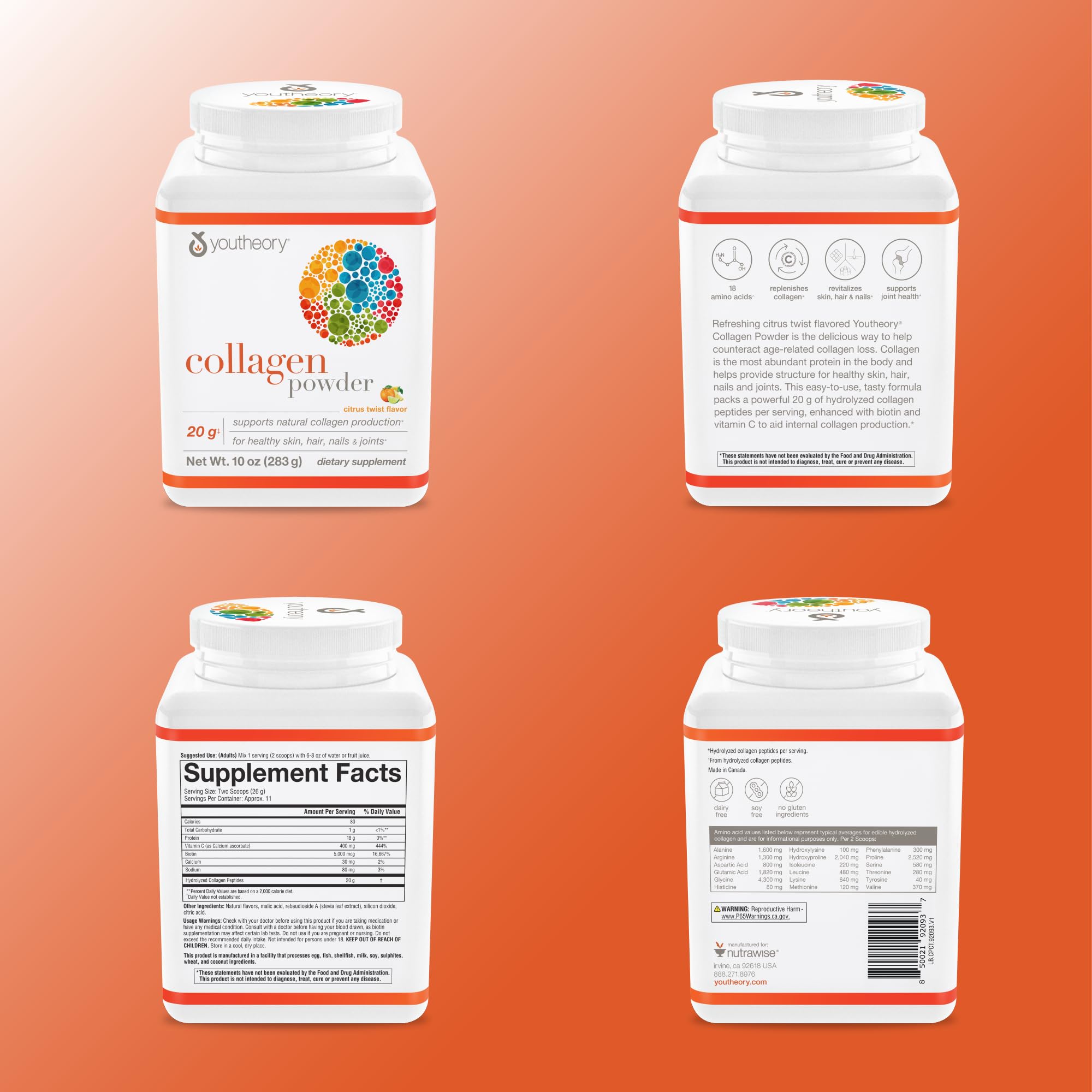 Foto 6 | Colágeno En Polvo Youtheory Premium Con Vitamina C Y Biotina 283 g- Venta Internacional