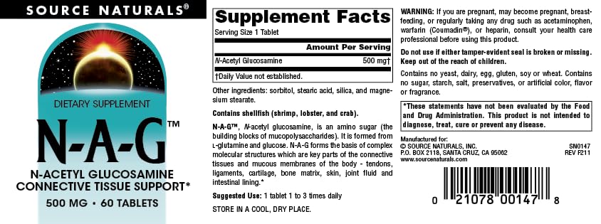 Foto 5 pulgar | Supplement Source Naturals N-a-g N-acetil Glucosamina 500 mg - Venta Internacional