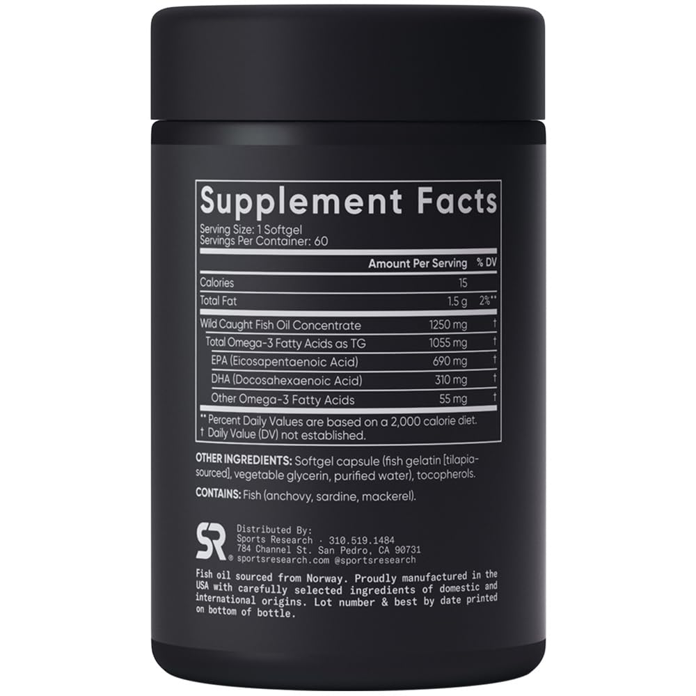 Foto 3 pulgar | Aceite de Pescado Omega 3 Supplement Sports Research 60 Cápsulas Blandas - Venta Internacional