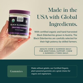 Foto 4 | Suplemento Gaia Herbs, Gomitas De Saúco Negro Para Adultos, 40 G - Venta Internacional.
