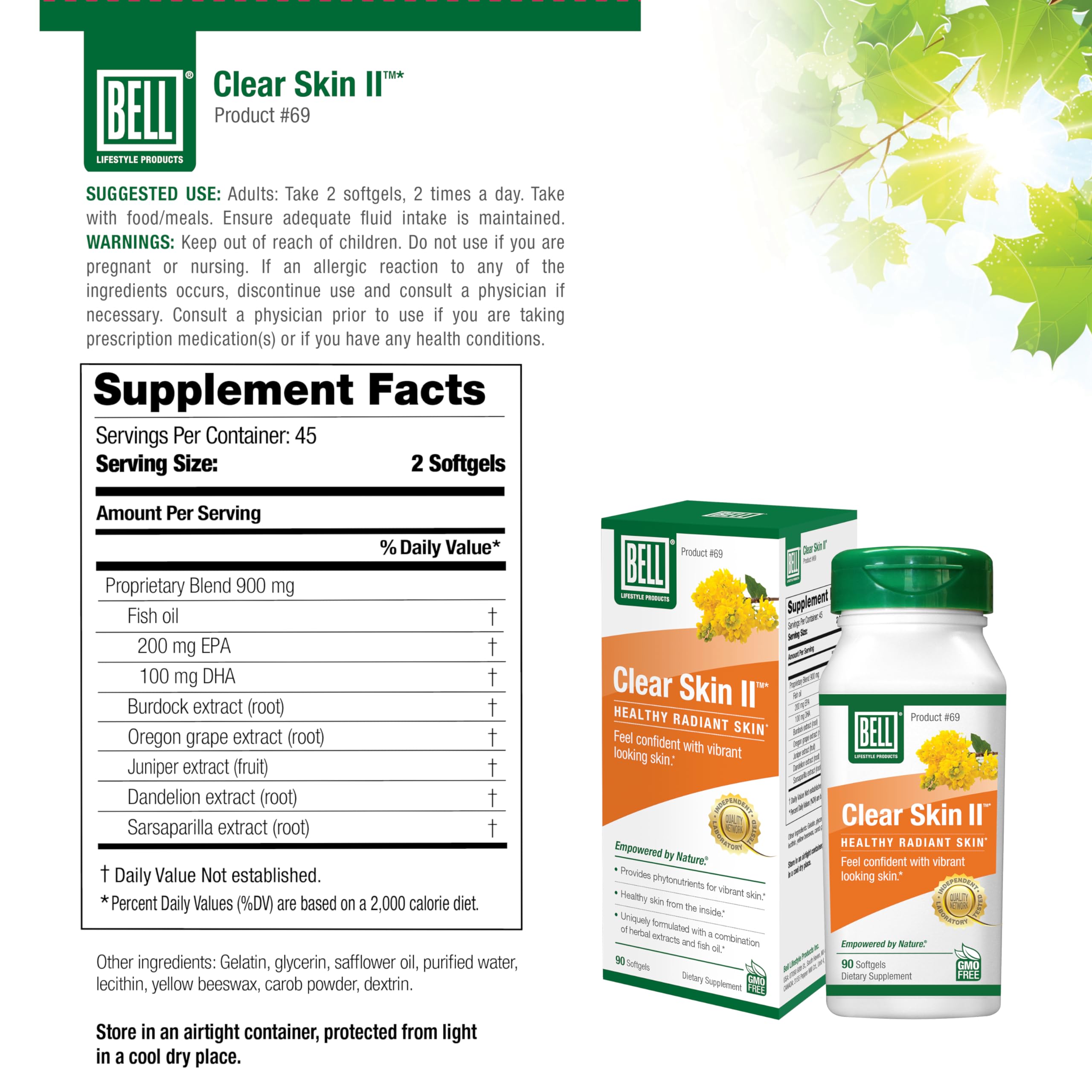 Foto 5 | Suplemento Bell Clear Skin Ii con Aceite de Pescado Omega-3 90 Cápsulas Blandas - Venta Internacional
