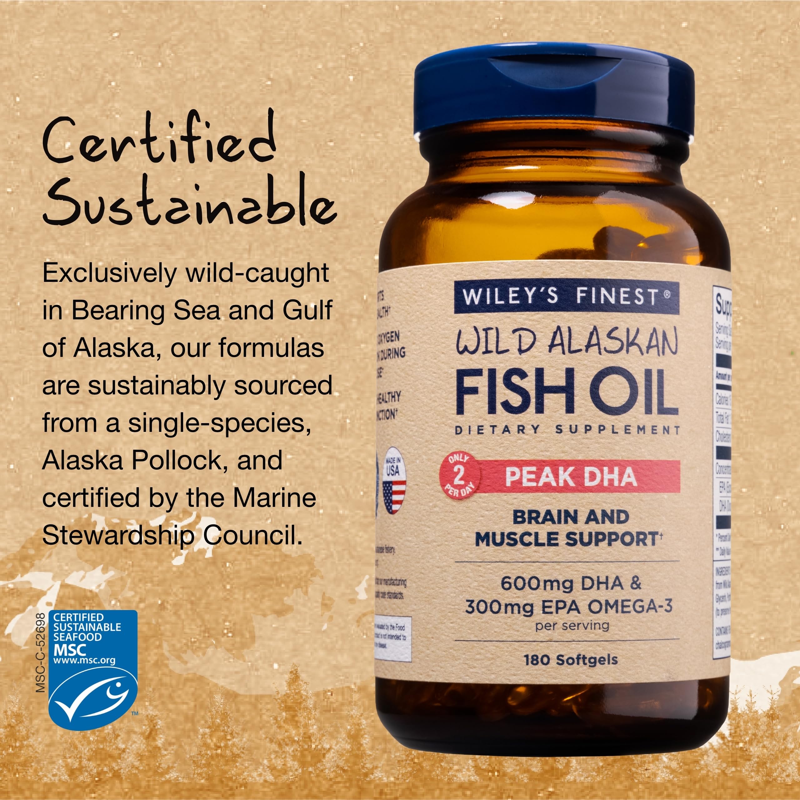 Foto 5 pulgar | Suplemento Wiley's Finest Wild Fish Oil Peak Dha 180 Cápsulas Blandas - Venta Internacional.