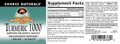 Foto 4 | Source Naturals Turmeric 1000 Supports The Body’s Healthy Inflammatory Response 1000 mg 30 Tablets - Venta Internacion