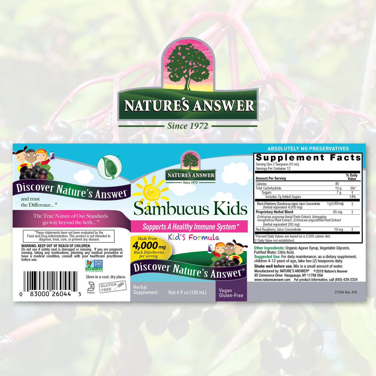 Foto 3 pulgar | Suplemento Líquido Nature's Answer Sambucus Kids De 120 Ml - Venta Internacional