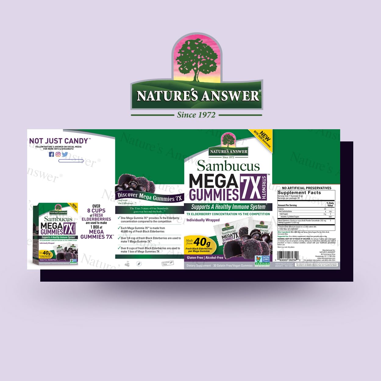 Foto 3 pulgar | Gominolas Nature's Answer Sambucus Mega 7x Apoyo Inmunológico 30 Unidades - Venta Internacional