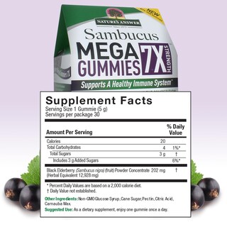 Foto 4 | Gominolas Nature's Answer Sambucus Mega 7x Apoyo Inmunológico 30 Unidades - Venta Internacional