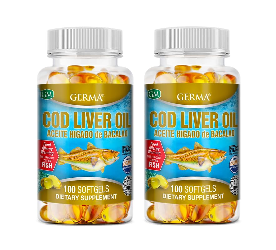 Foto 2 pulgar | Cápsulas de Aceite de Hígado de Bacalao Germa Paquete de 2 con 100 Cápsulas C/U - Venta Internacional