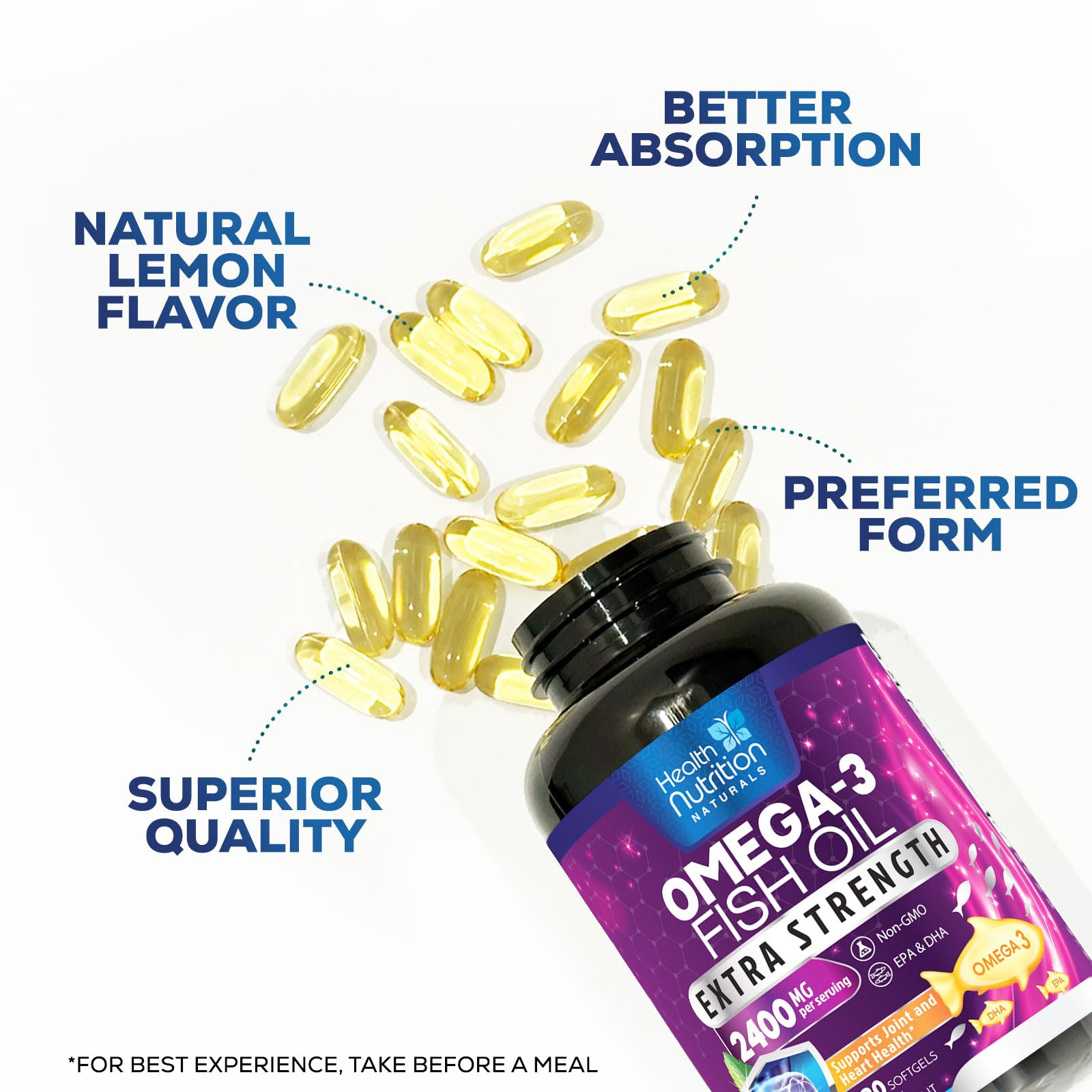 Foto 6 | Aceite de Pescado Omega 3 de Supplement Health Nutrition Naturals 2400 mg - Venta Internacional