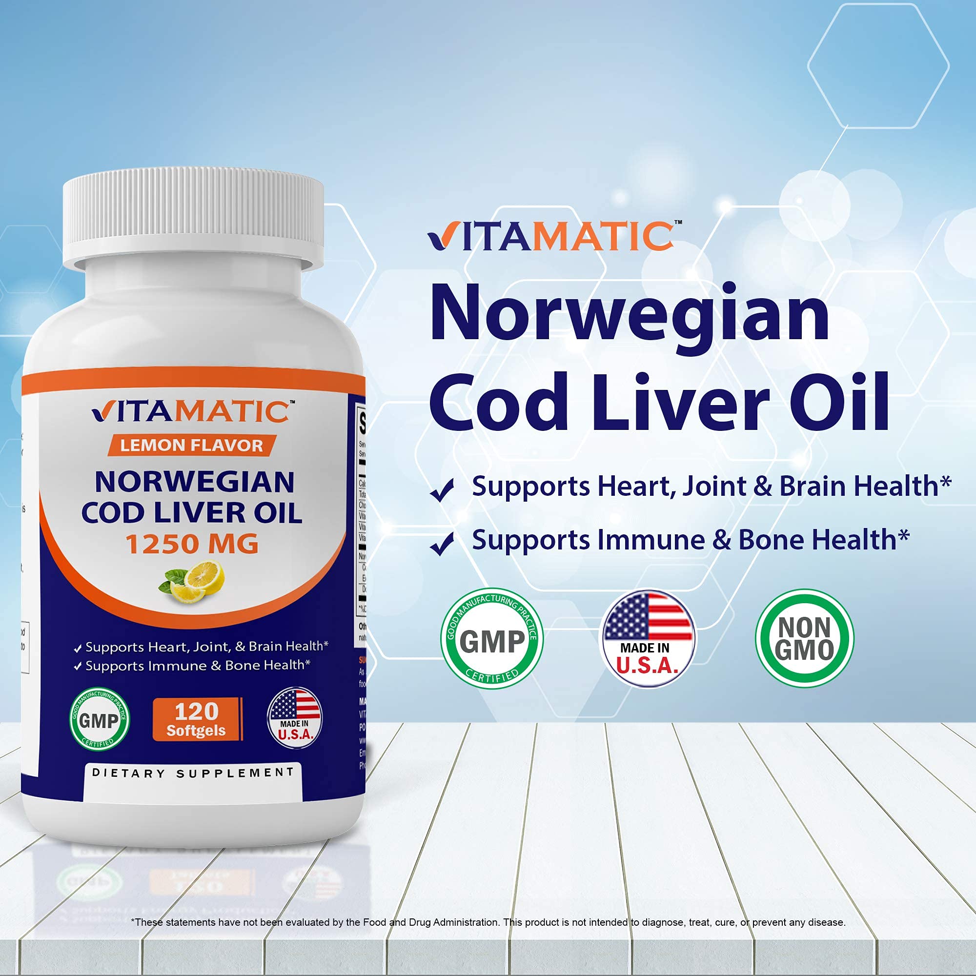 Foto 3 pulgar | Suplemento Vitamático de Aceite de Hígado de Bacalao Noruego 1250 mg 120 Cápsulas - Venta Internacional