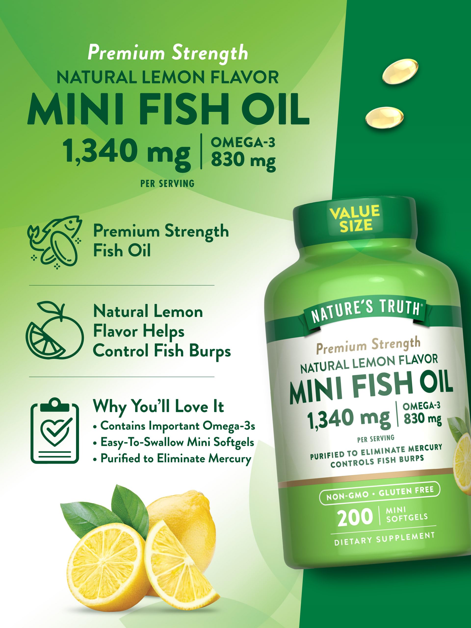 Foto 6 pulgar | Suplemento De Aceite De Pescado Nature's Truth 1340 Mg Omega-3 200 Cápsulas Blandas - Venta Internacional.