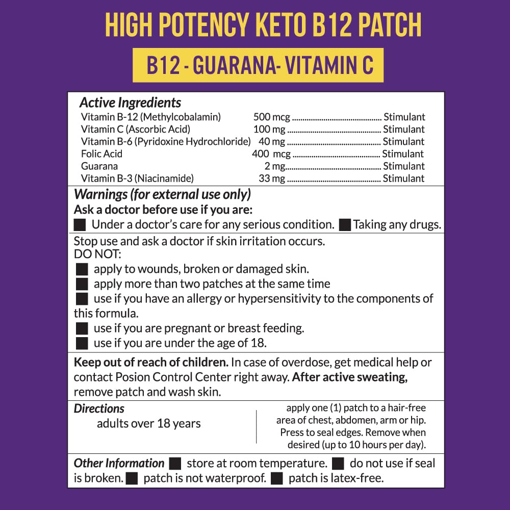 Foto 3 pulgar | Parche Vitapatch Keto Con Metilcobalamina B12 Y Guaraná Para 30 Días - Venta Internacional.