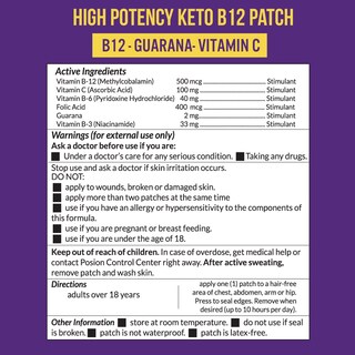 Foto 2 | Parche Vitapatch Keto Con Metilcobalamina B12 Y Guaraná Para 30 Días - Venta Internacional.
